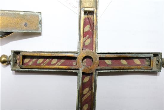 A late 19th century brass reliquary crucifix